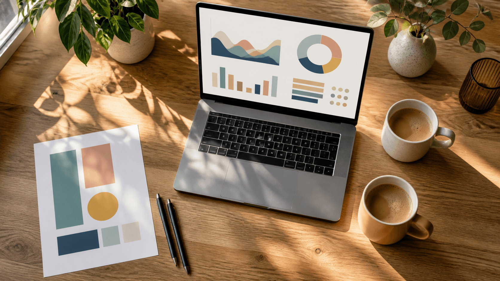 Split-screen illustration of a team at laptops and a remote AI network connected by glowing lines